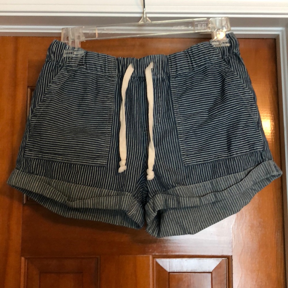 Blue and White Pin Stripe Beach Shorts